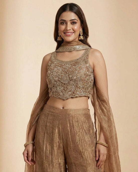 Sharara Suit in Tissue Choker Dupatta - Rangoli India