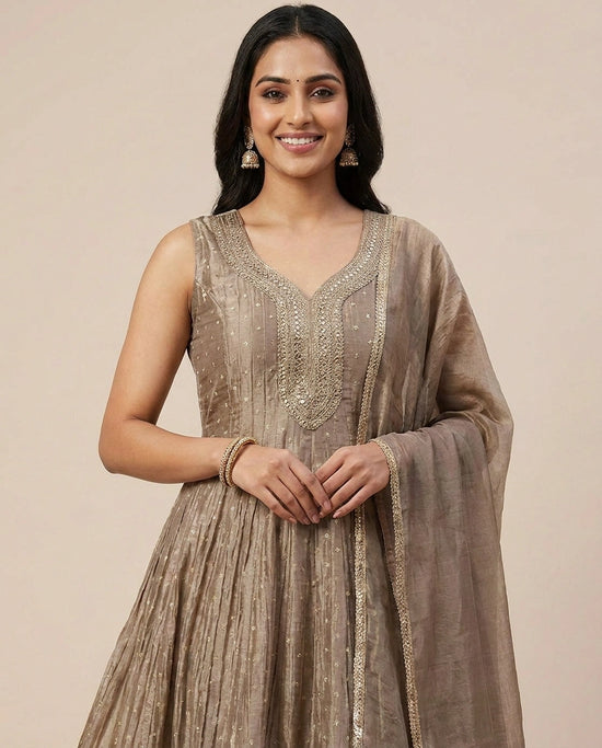 Crushed Tissue Anarkali Suit