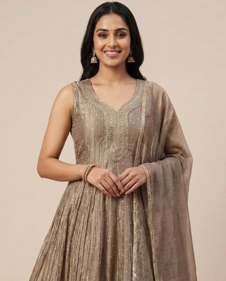 Crushed Tissue Anarkali Suit