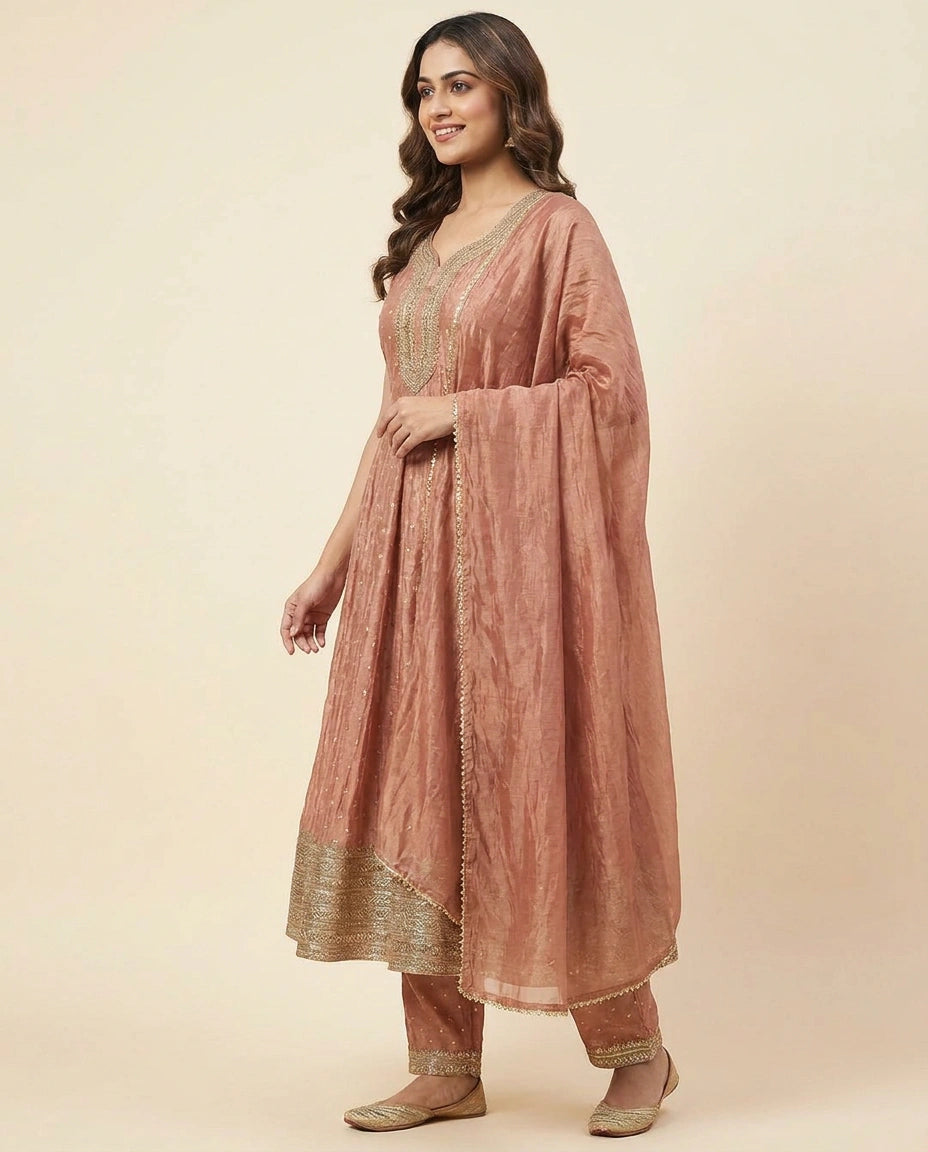 Crushed Tissue Anarkali Suit — photo 7 of 12