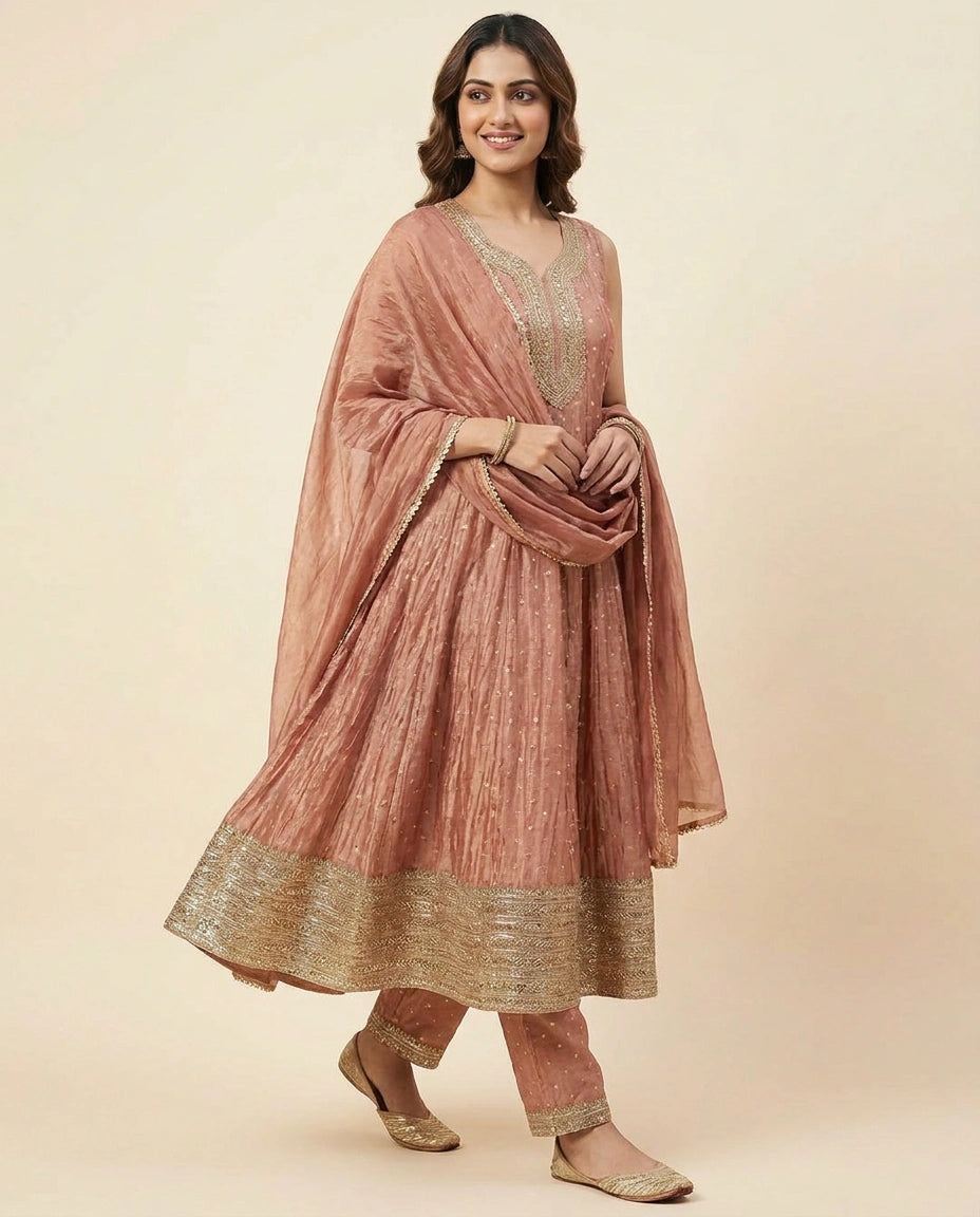 Crushed Tissue Anarkali Suit — photo 8 of 12