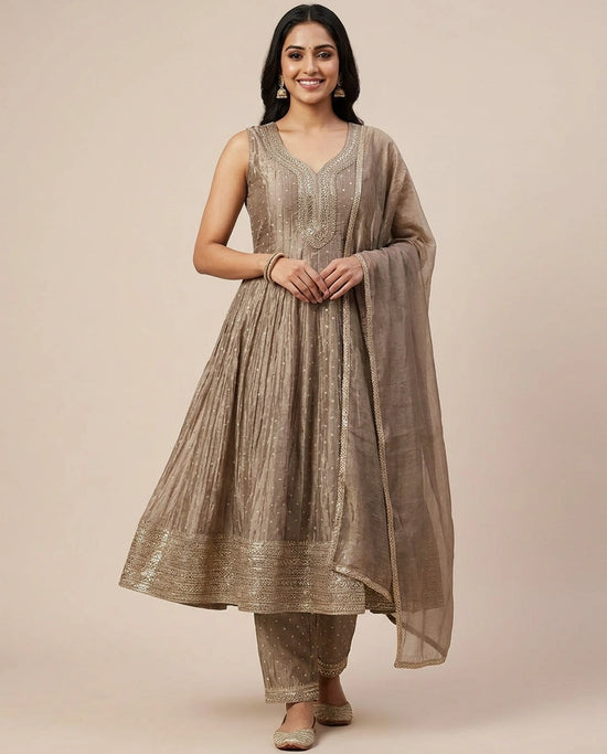 Crushed Tissue Anarkali Suit — photo 2 of 12