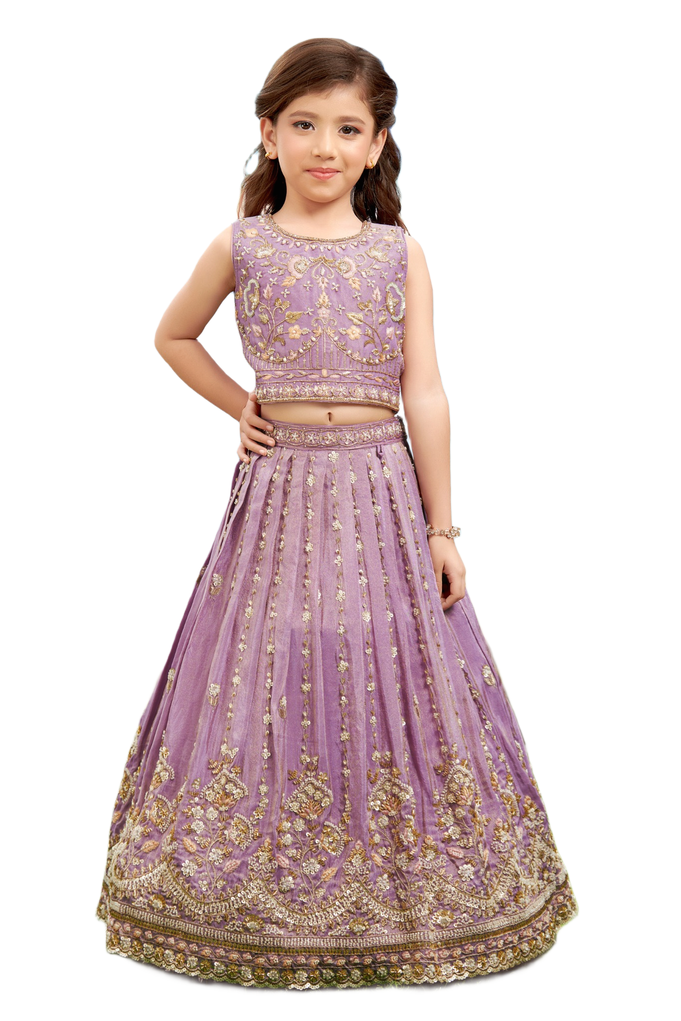 Kids Lehenga - Purple | Silk Katan | Rangoli Kids