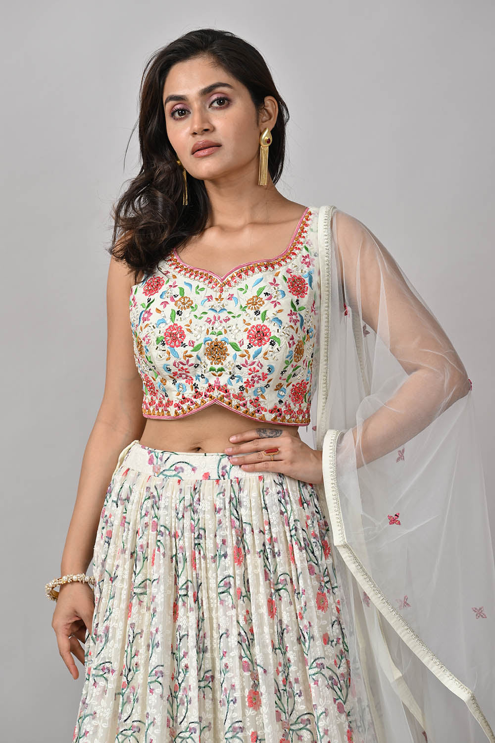 White Designer Lehenga