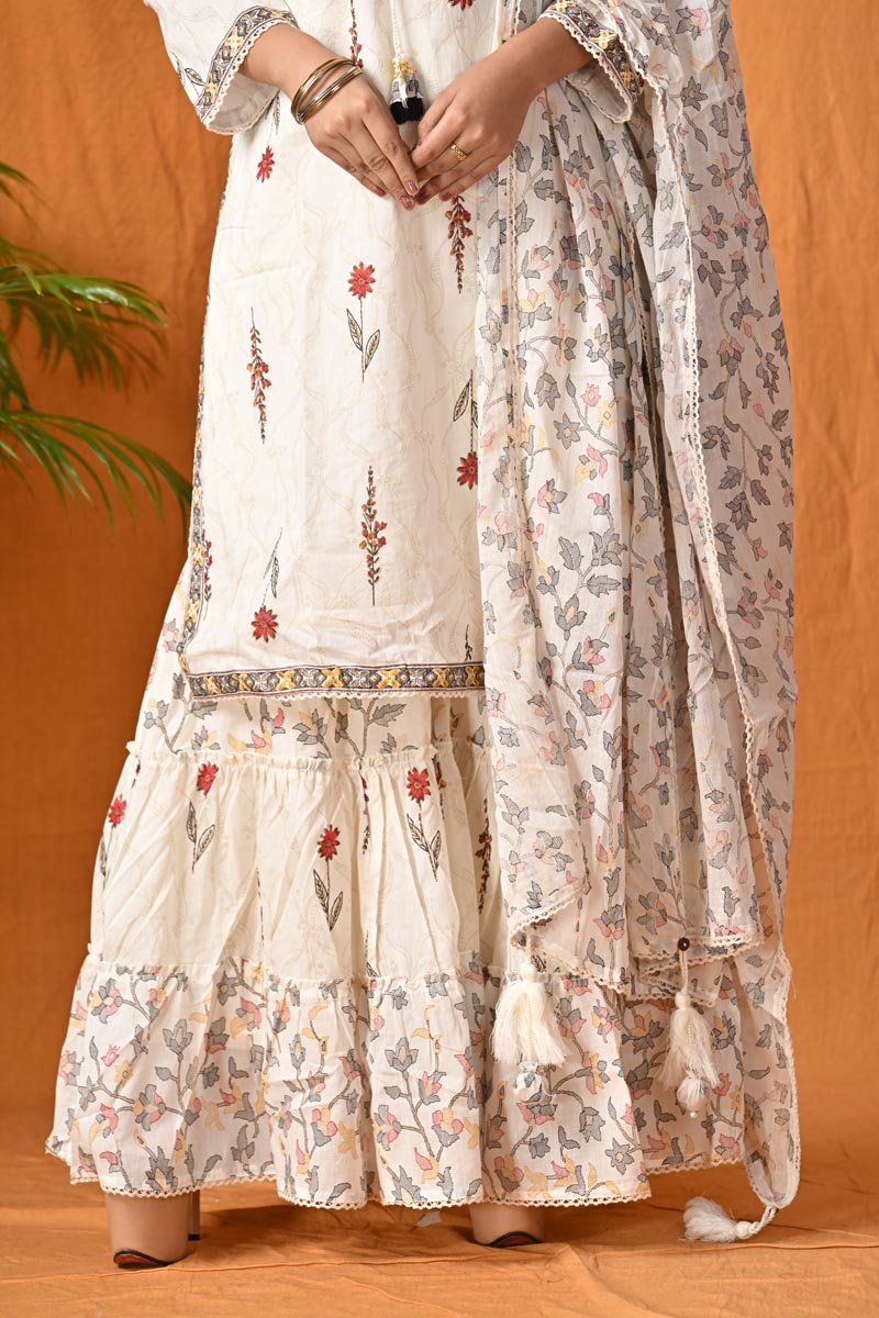 Off-white Sharara Suit Set