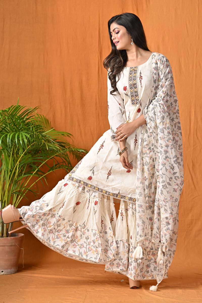 Off-white Sharara Suit Set
