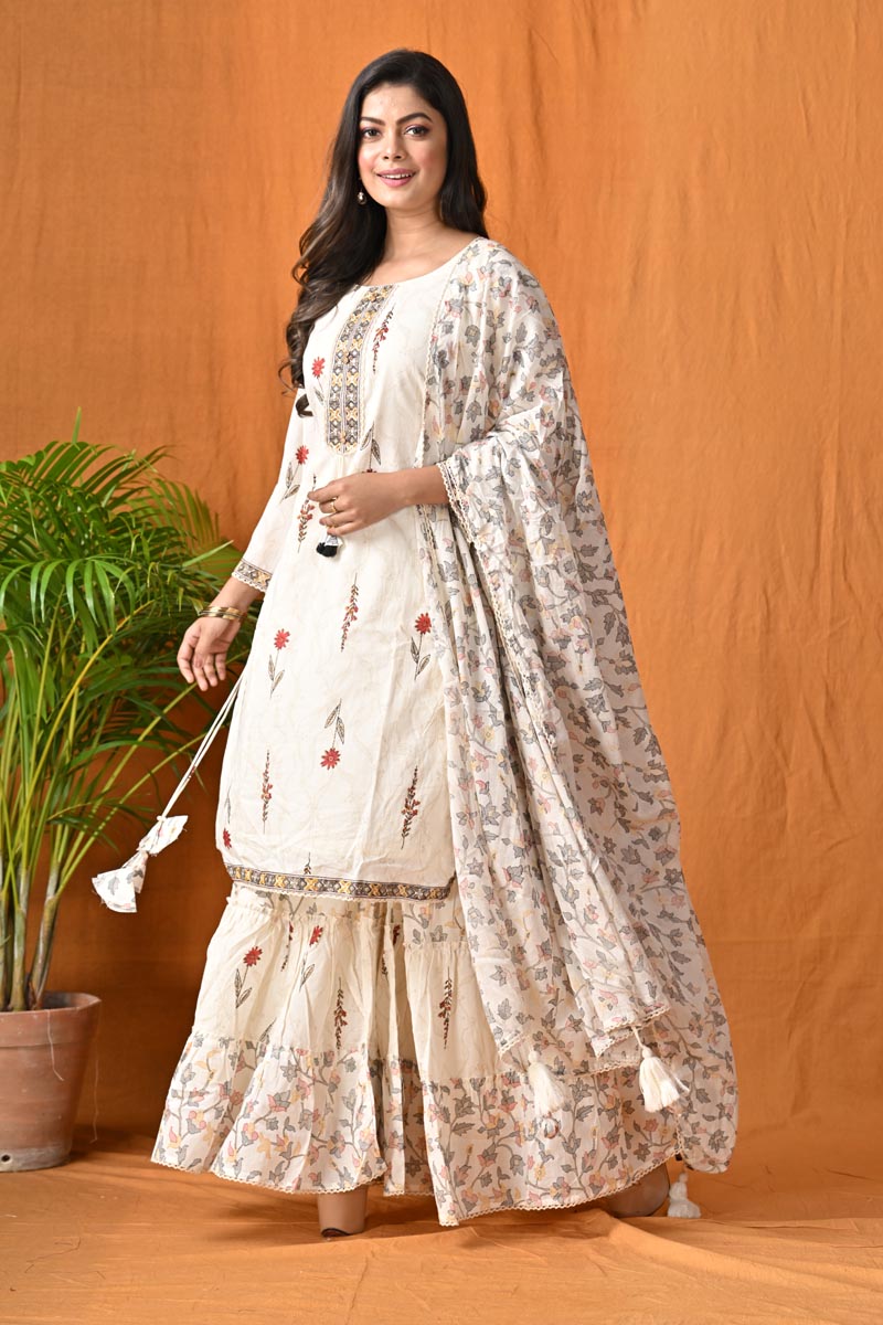 Off-white Sharara Suit Set