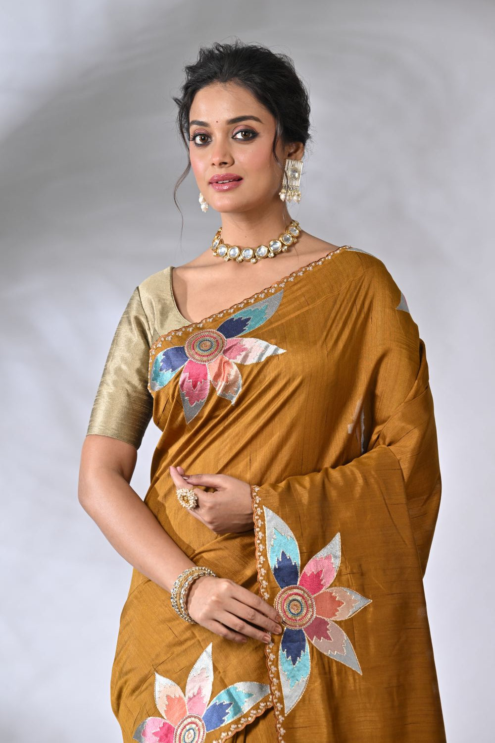 Opulent Mustard Tussar Handloom Silk Saree