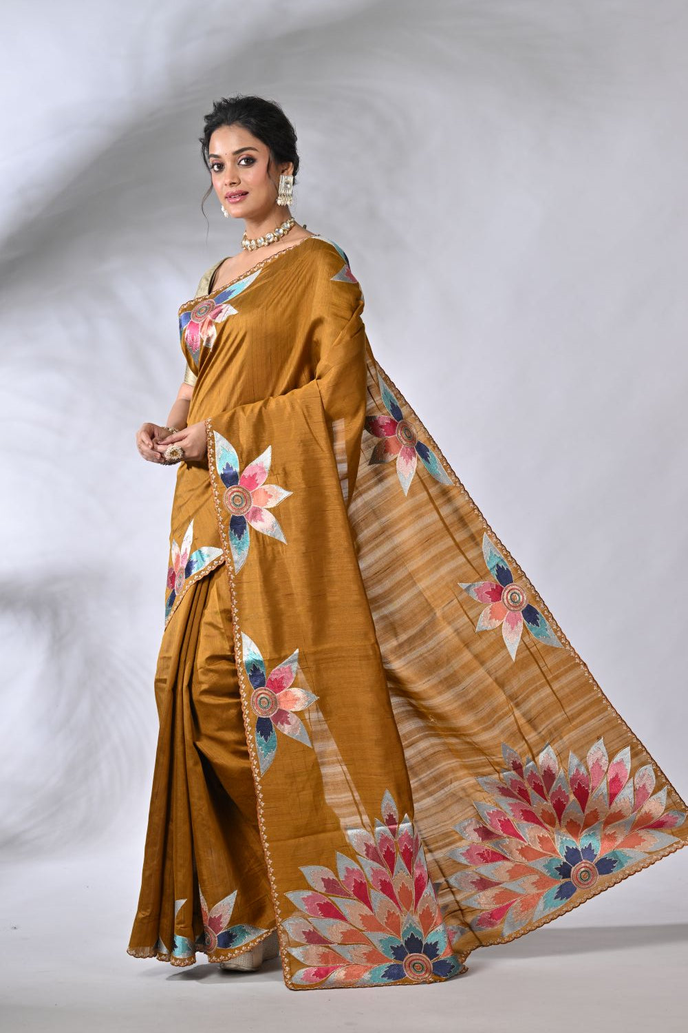 Opulent Mustard Tussar Handloom Silk Saree