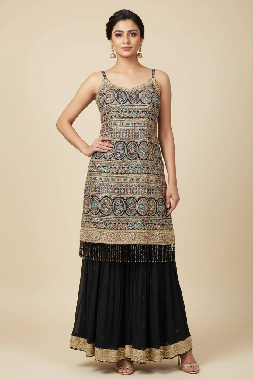 Festive Georgette Sharara Suit - Rangoli Sarees