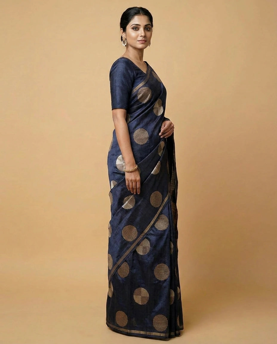 Tussar Silk Saree with Brocade Woven Border Online India - Rangoli India