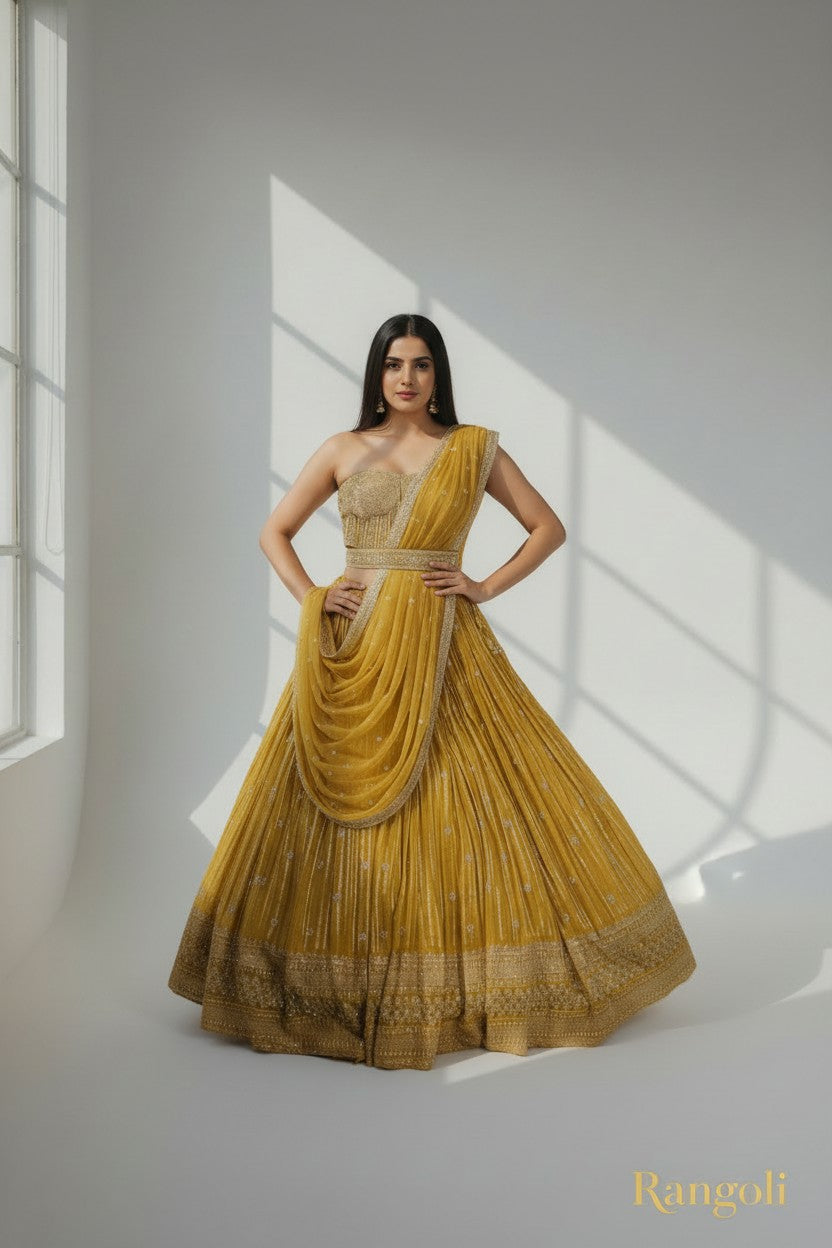 Premium Tissue Lehenga Choli Set - Pista Green | Rangoli