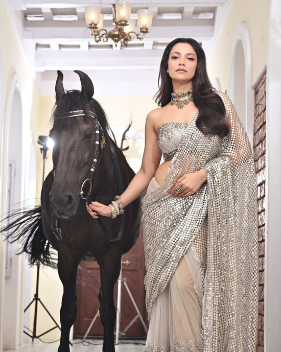 Off White Embroidered Saree