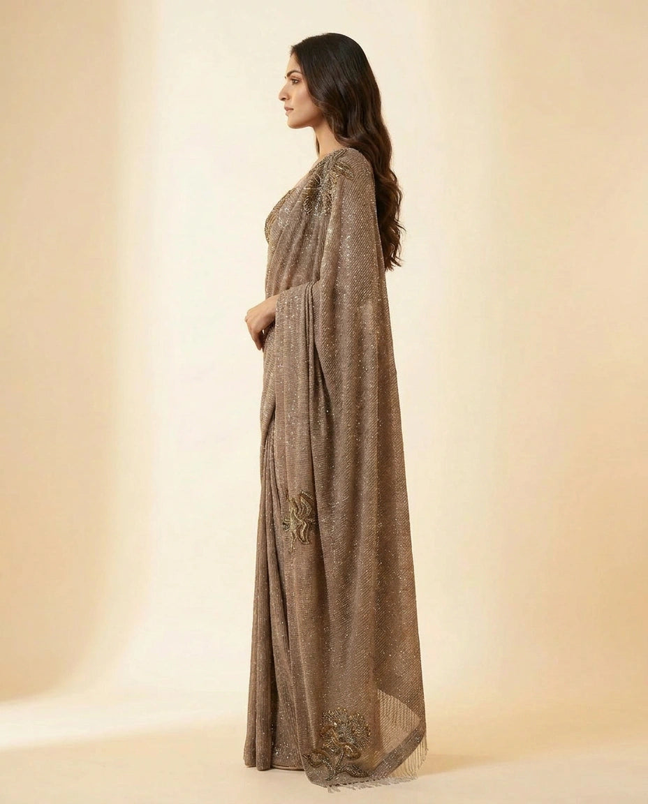 Designer Blouse with Fine Hand Embroidery and Zari Trim view 3