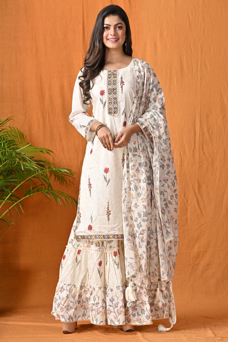 Off-white Sharara Suit Set