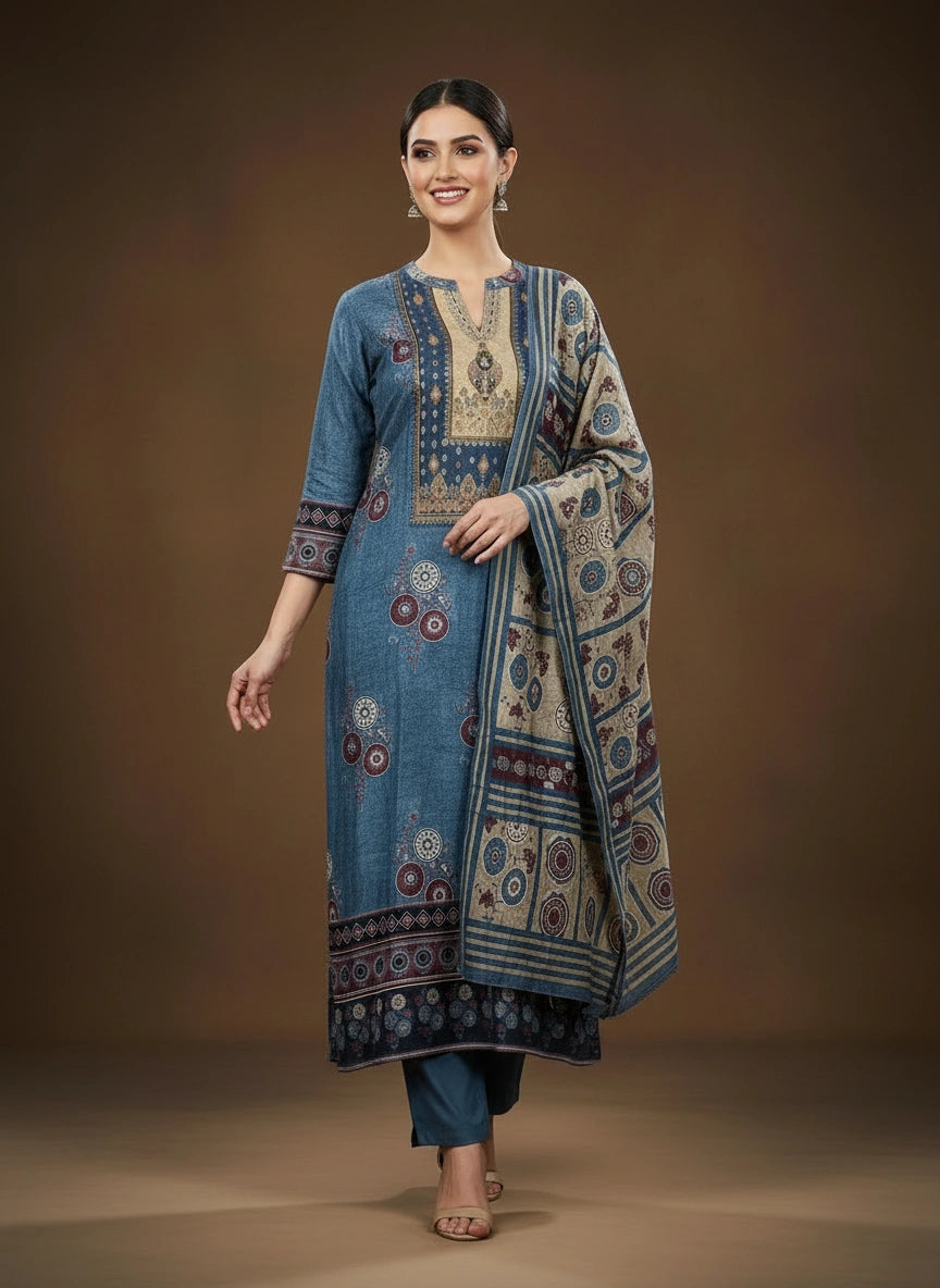 Blue Dola Silk Straight Suit — photo 3 of 4