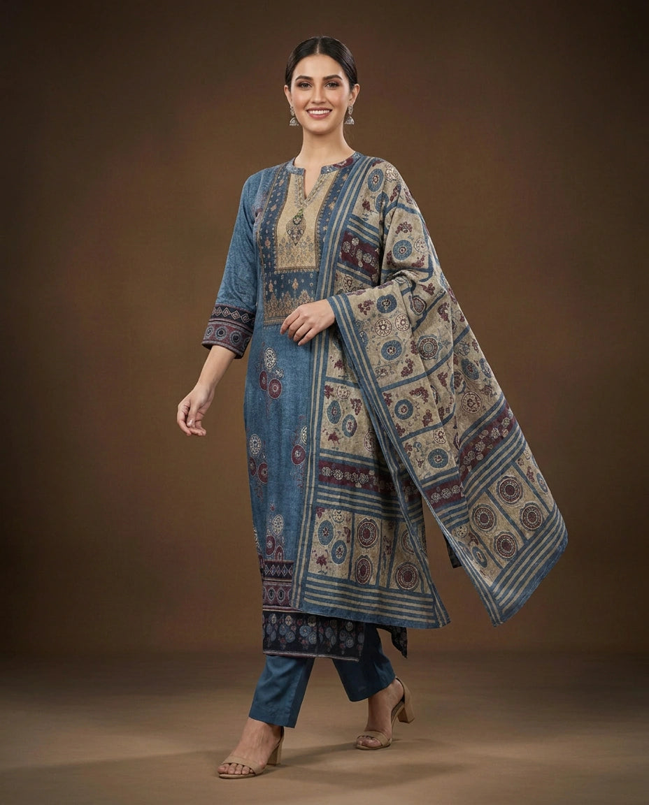 Blue Dola Silk Straight Suit — photo 4 of 4