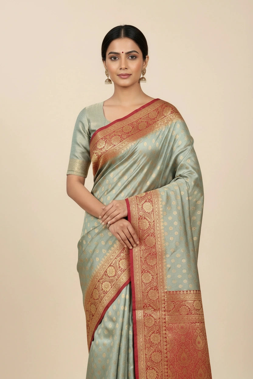 Satin Silk Bridal Banarasi Saree for Family Wedding