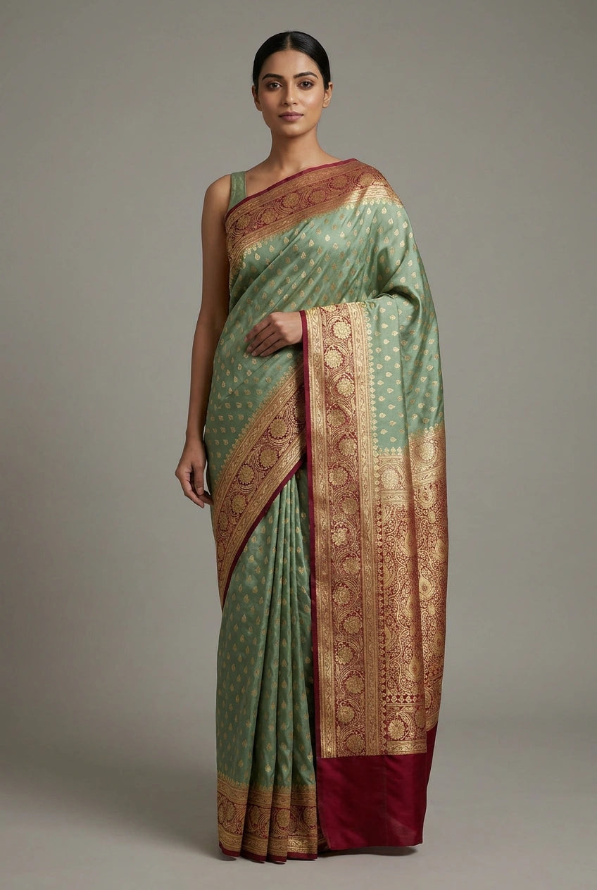 Satin Silk Bridal Banarasi Saree for Family Wedding