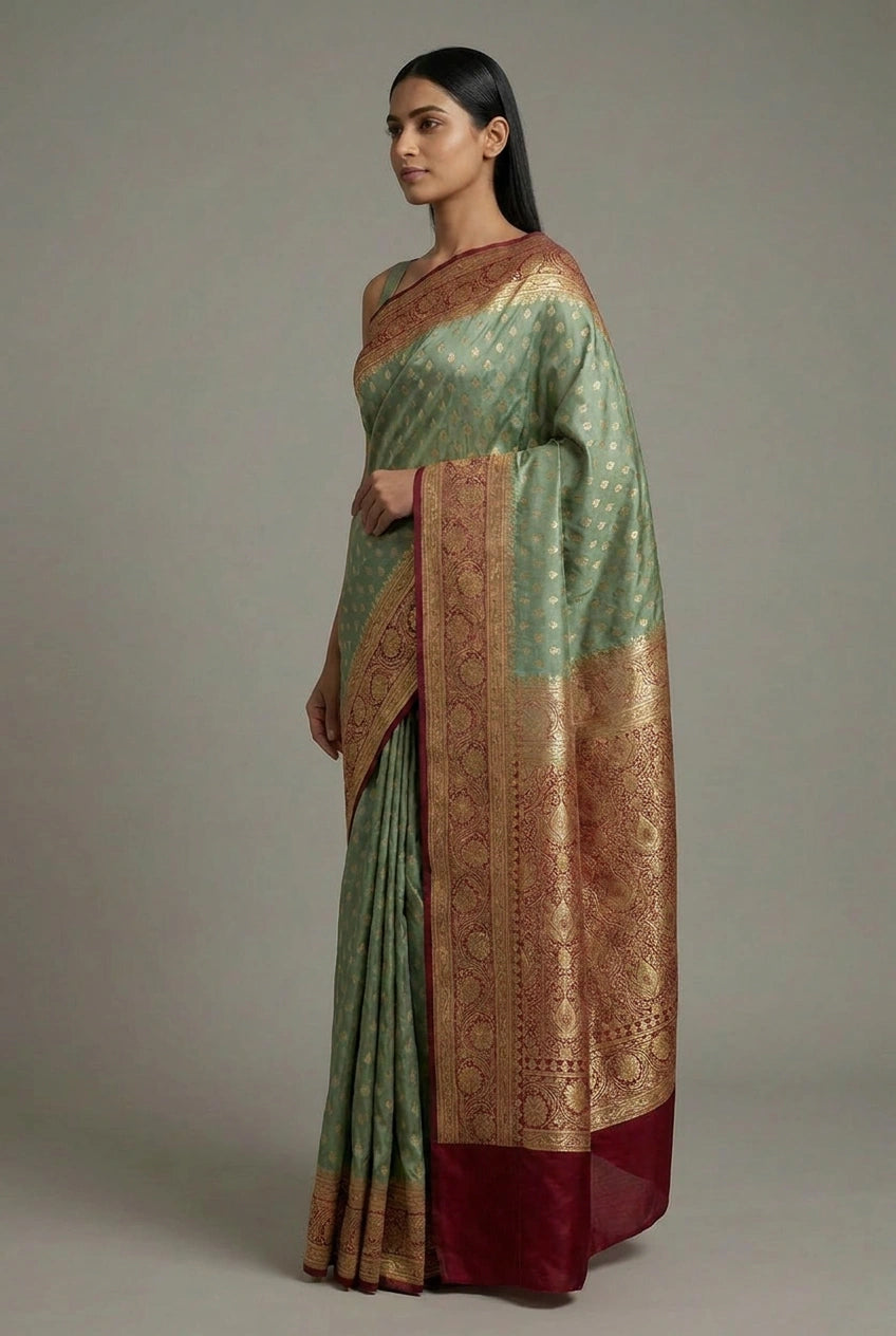 Satin Silk Bridal Banarasi Saree for Family Wedding