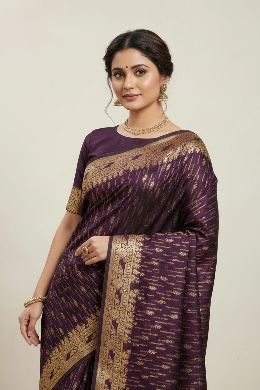 Satin Silk Bridal Banarasi Saree for Walima Reception