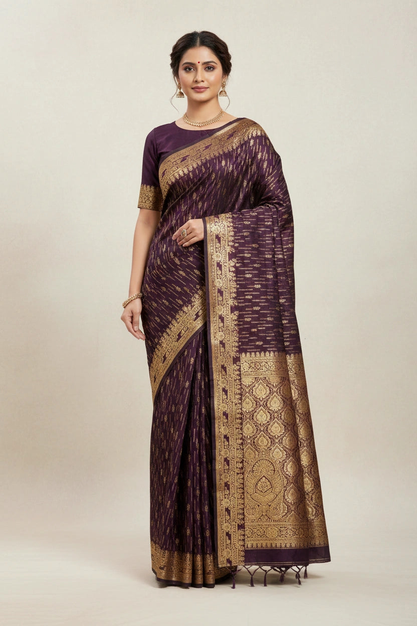 Satin Silk Bridal Banarasi Saree for Walima Reception