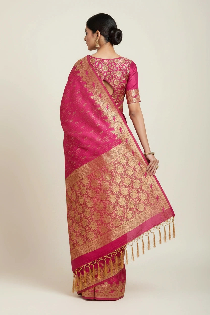 Satin Silk Bridal Banarasi Saree for Walima Reception