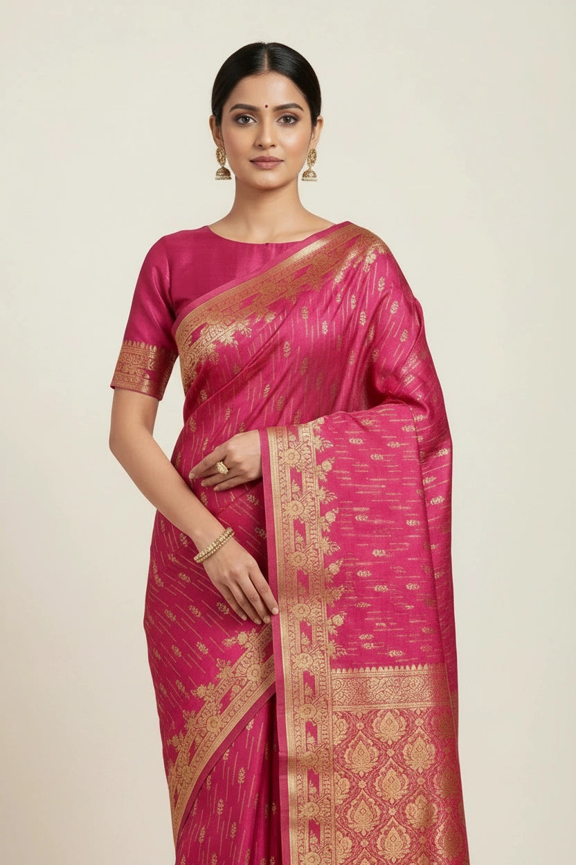 Satin Silk Bridal Banarasi Saree for Walima Reception