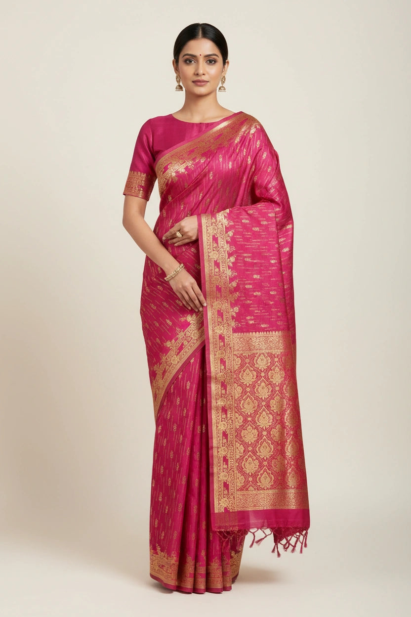 Satin Silk Bridal Banarasi Saree for Walima Reception