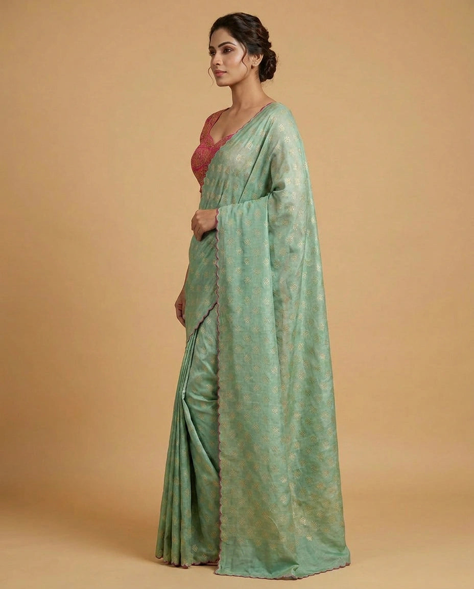 Art Silk Designer Saree with Digital Floral Print Online India - Rangoli India