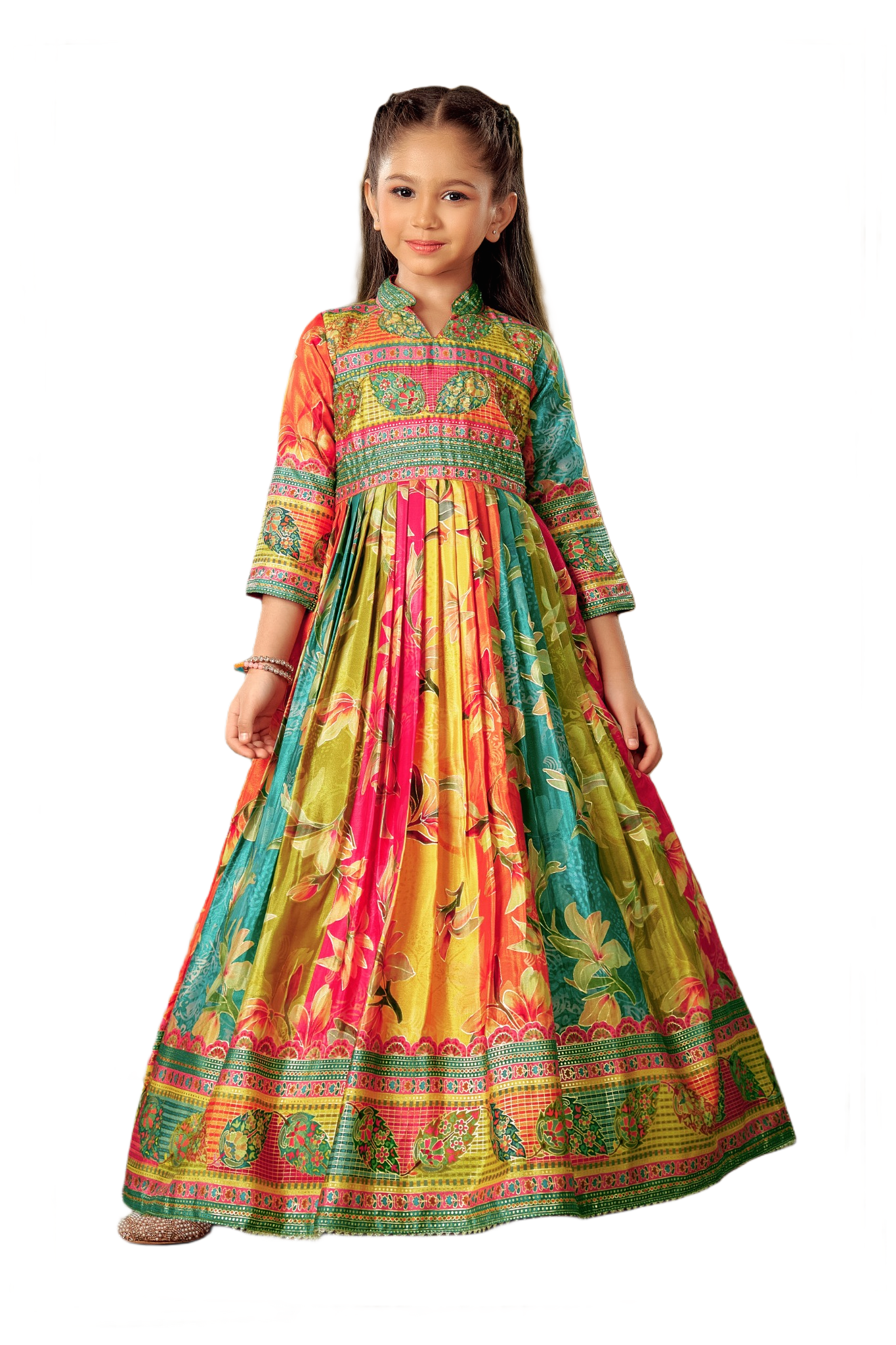 Kids Gown - Multi | Chinon | Rangoli Kids
