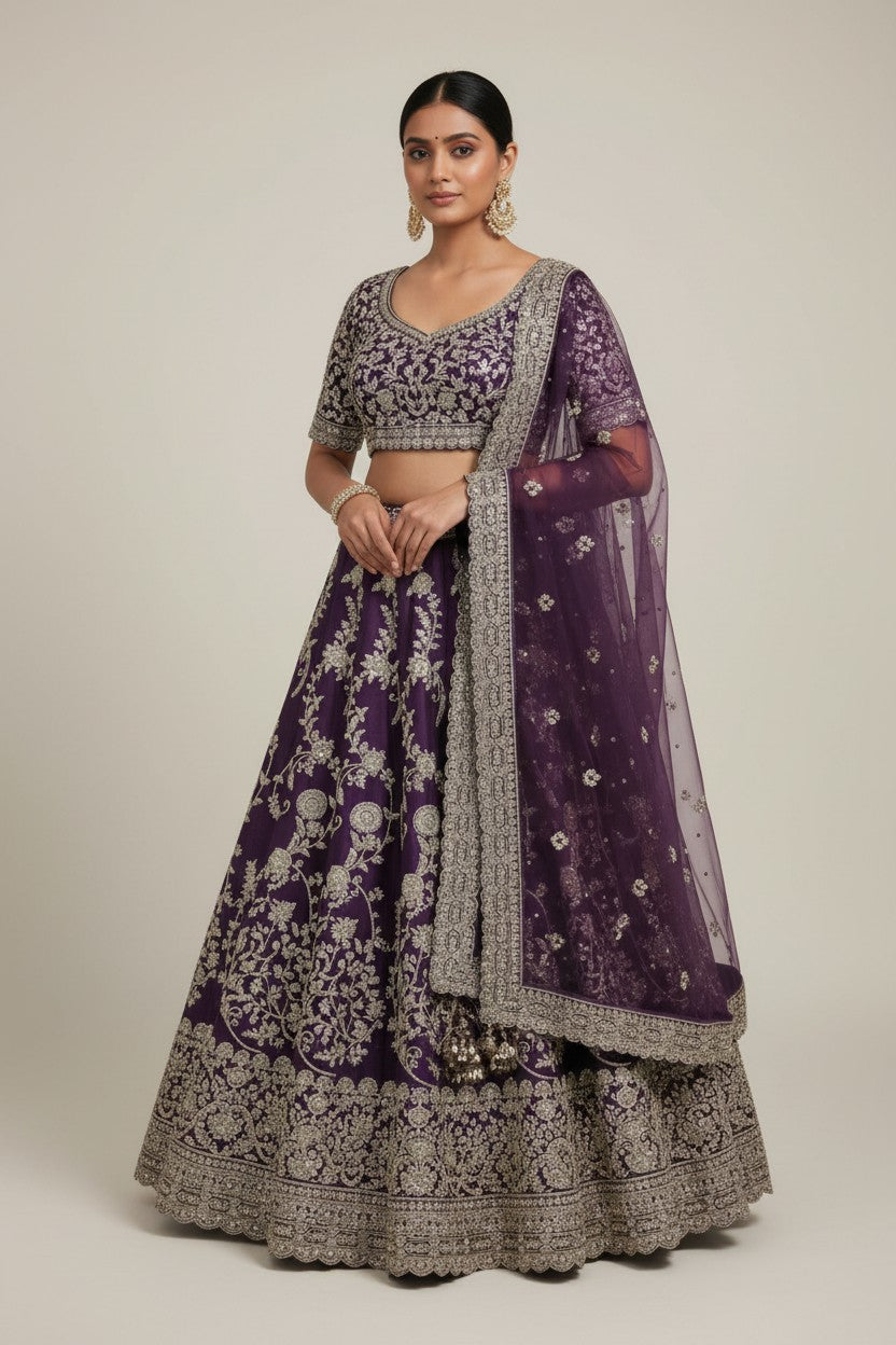 Couture Bridal Raw Silk Lehenga Choli Set | Rangoli