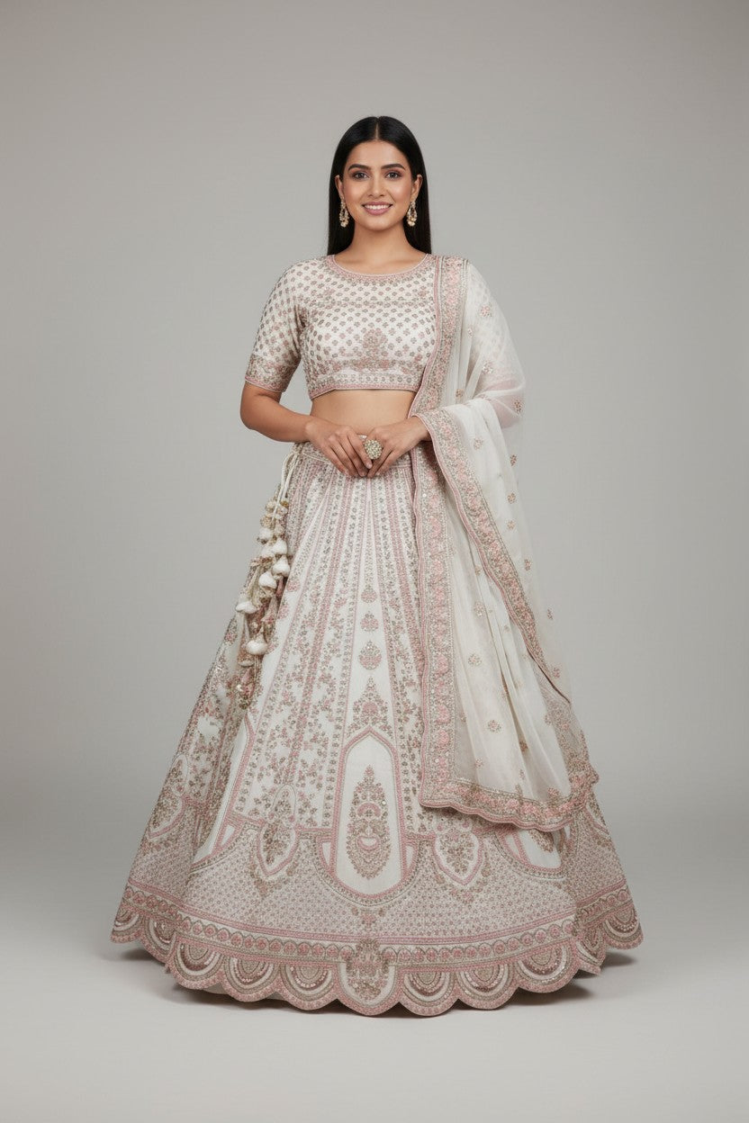 Couture Bridal Raw Silk Lehenga Choli Set | Rangoli