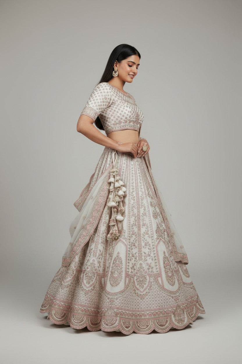 Couture Bridal Raw Silk Lehenga Choli Set - View 2 | Rangoli