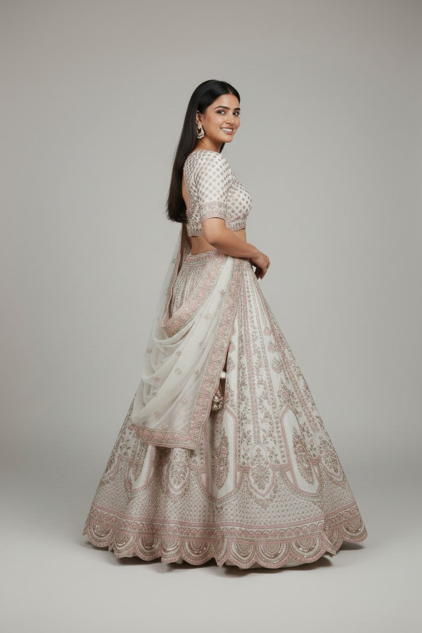 Couture Bridal Raw Silk Lehenga Choli Set - View 3 | Rangoli
