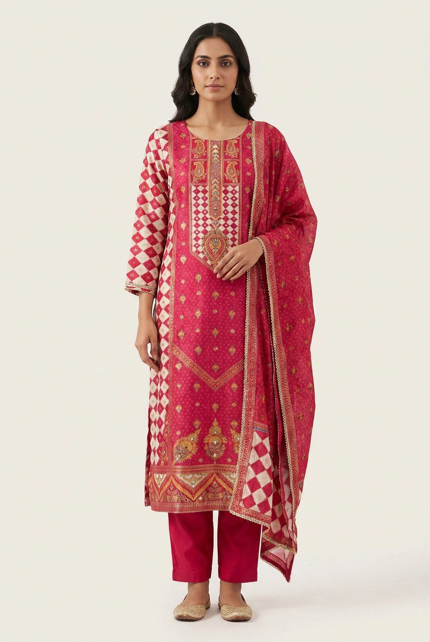 Cotton Straight Suit with Floral Print for Summer Wear