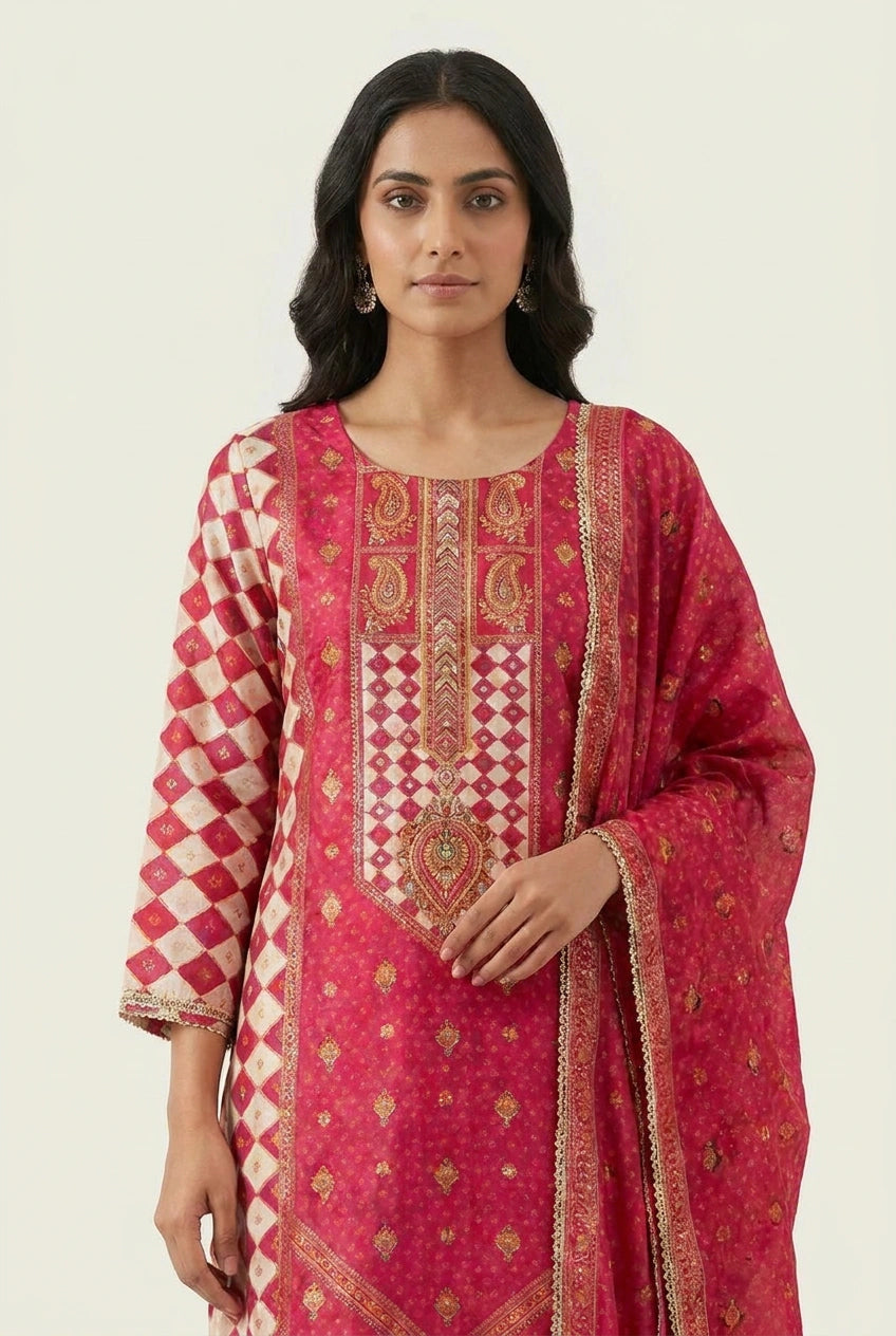 Cotton Straight Suit with Floral Print for Summer Wear