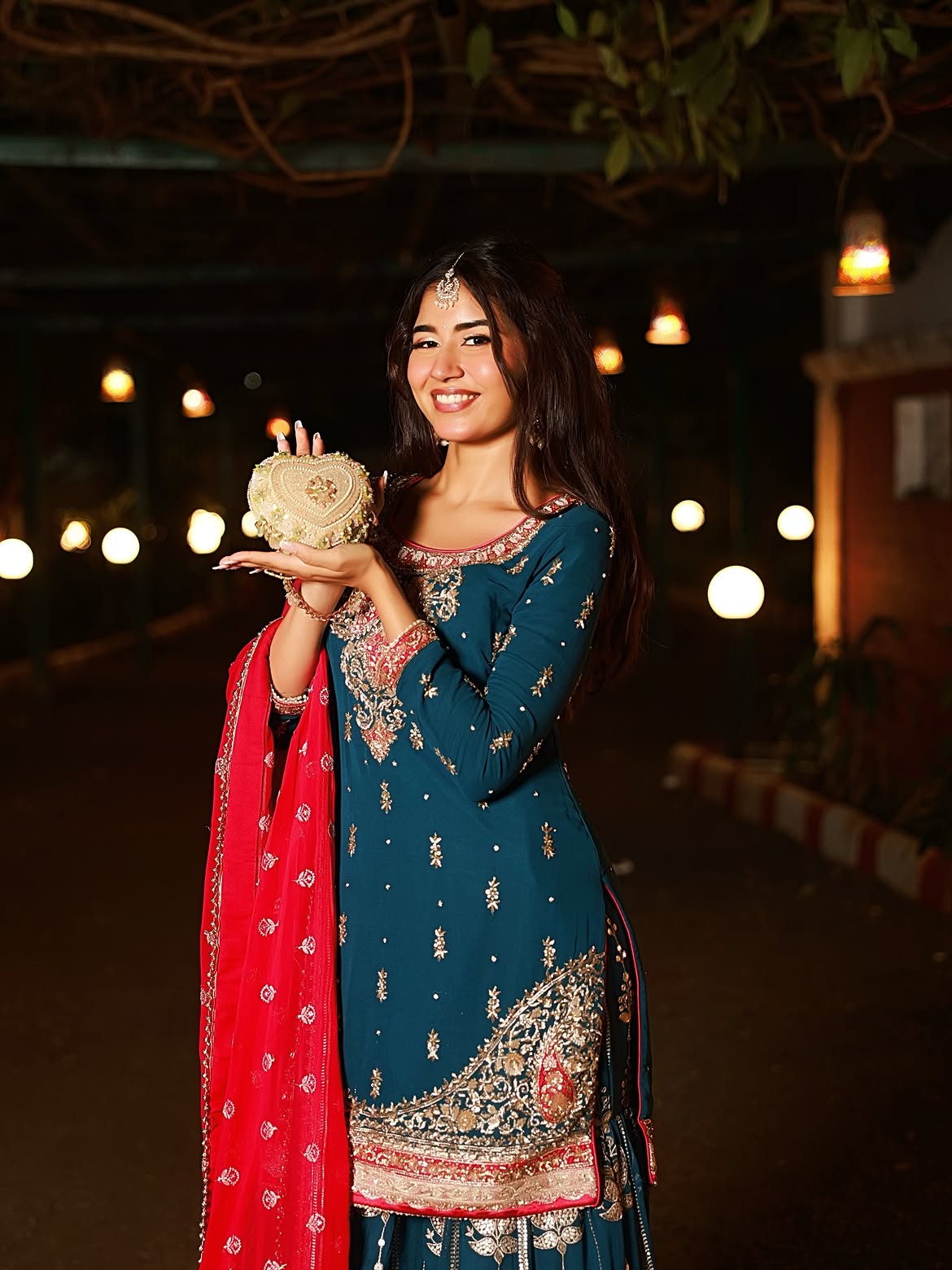 Peacock Blue Georgette Sharara Suit