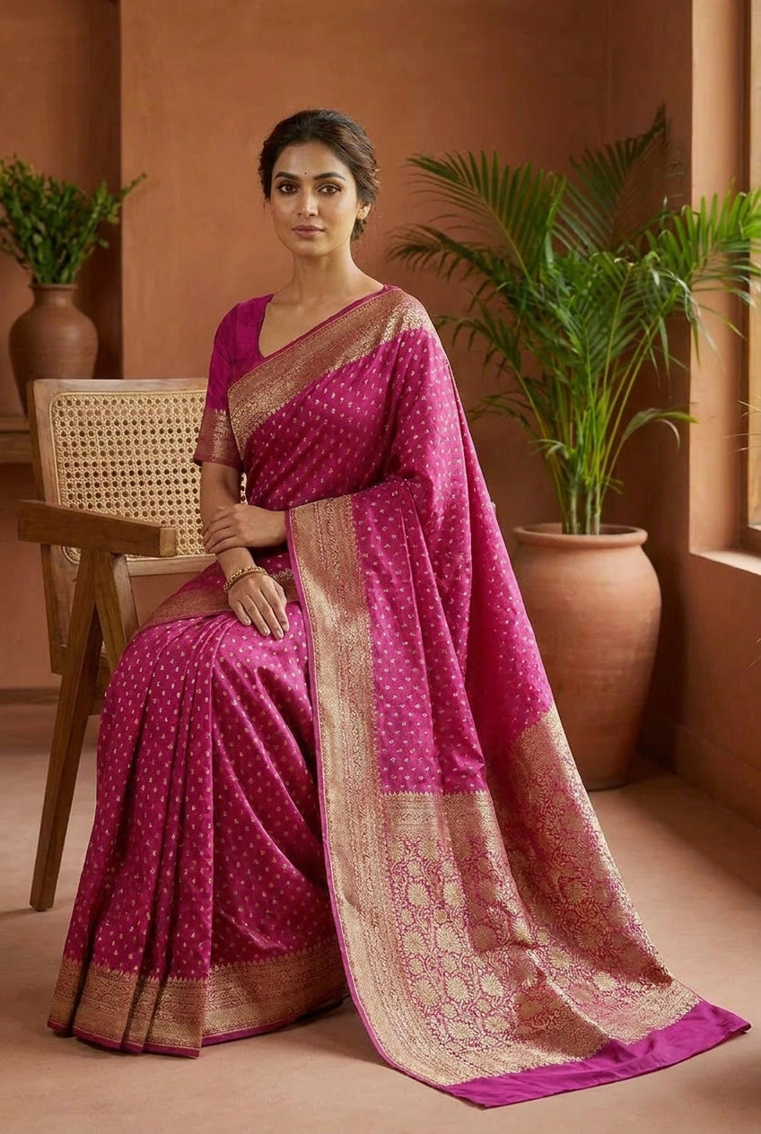 Crepe Khaddi Banarasi Saree with Zari Buti for Family Function