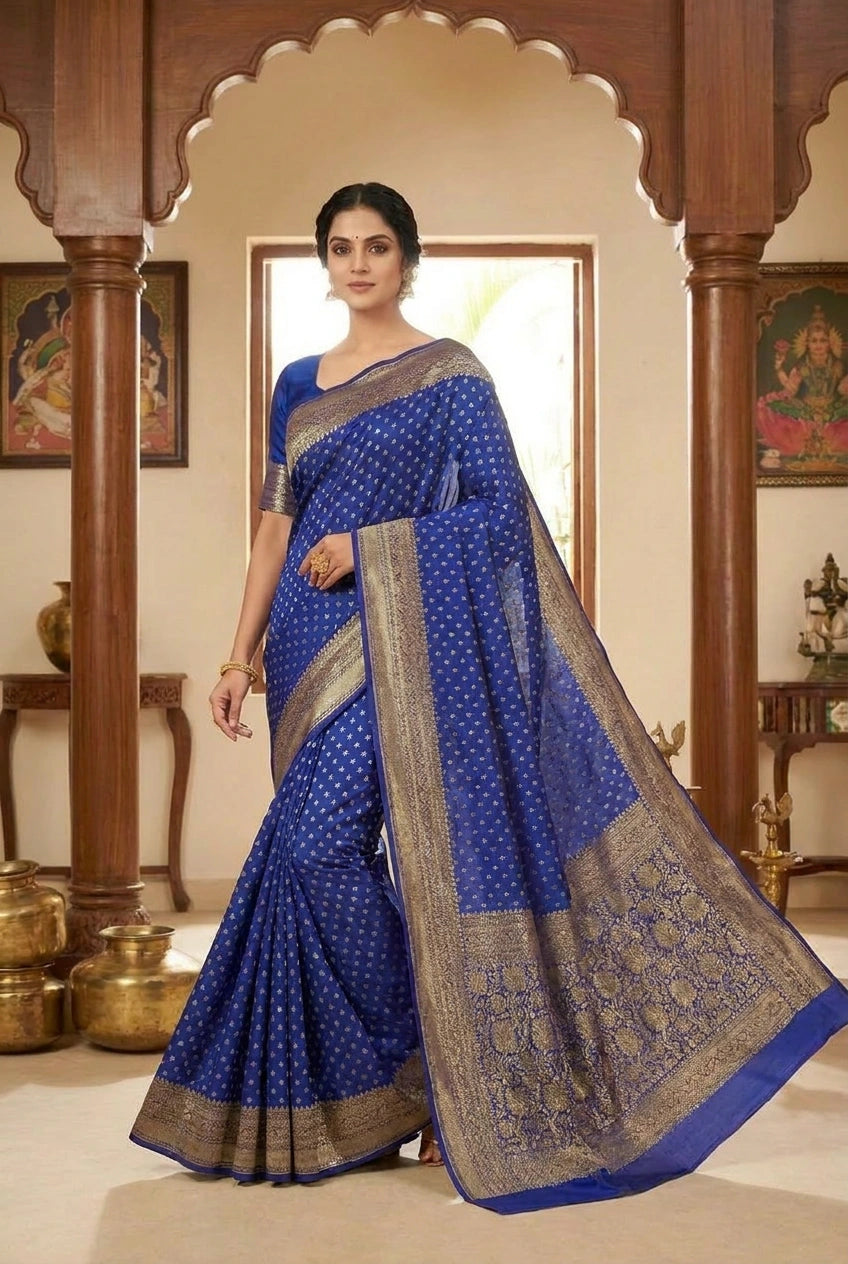 Crepe Khaddi Banarasi Saree with Zari Buti for Family Function