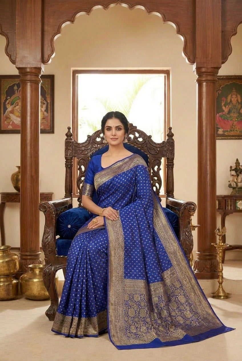 Crepe Khaddi Banarasi Saree with Zari Buti for Family Function