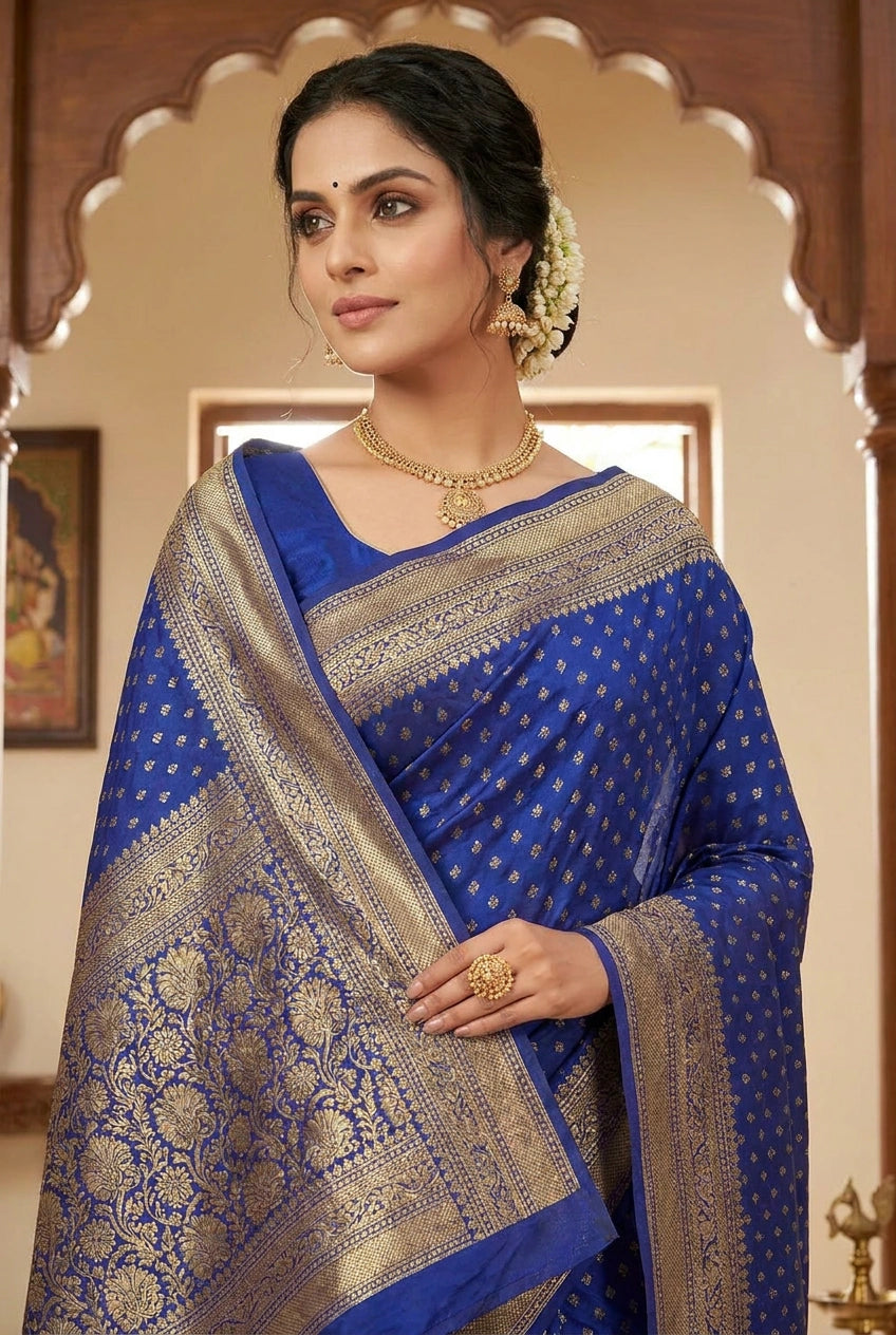 Crepe Khaddi Banarasi Saree with Zari Buti for Family Function