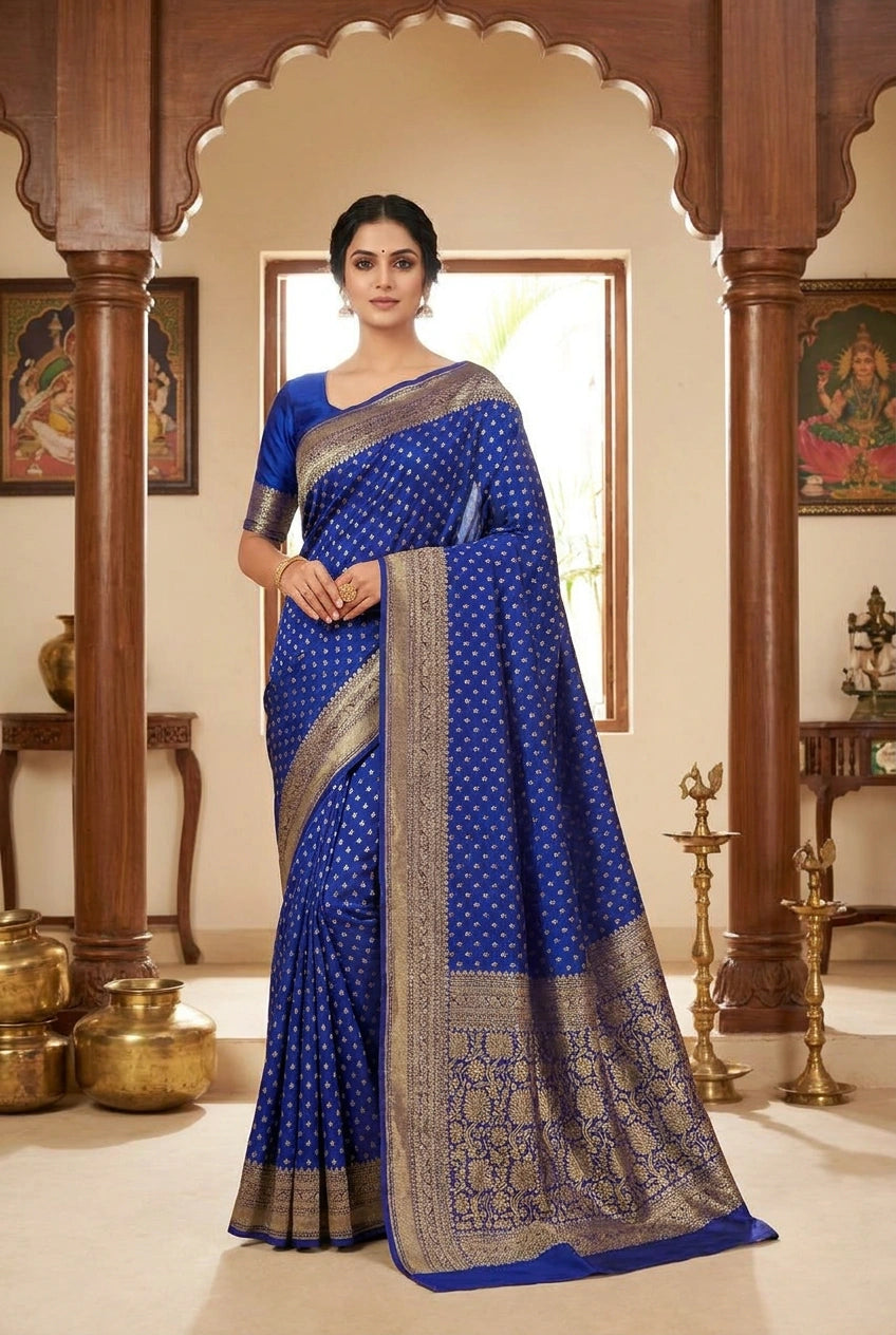 Crepe Khaddi Banarasi Saree with Zari Buti for Family Function