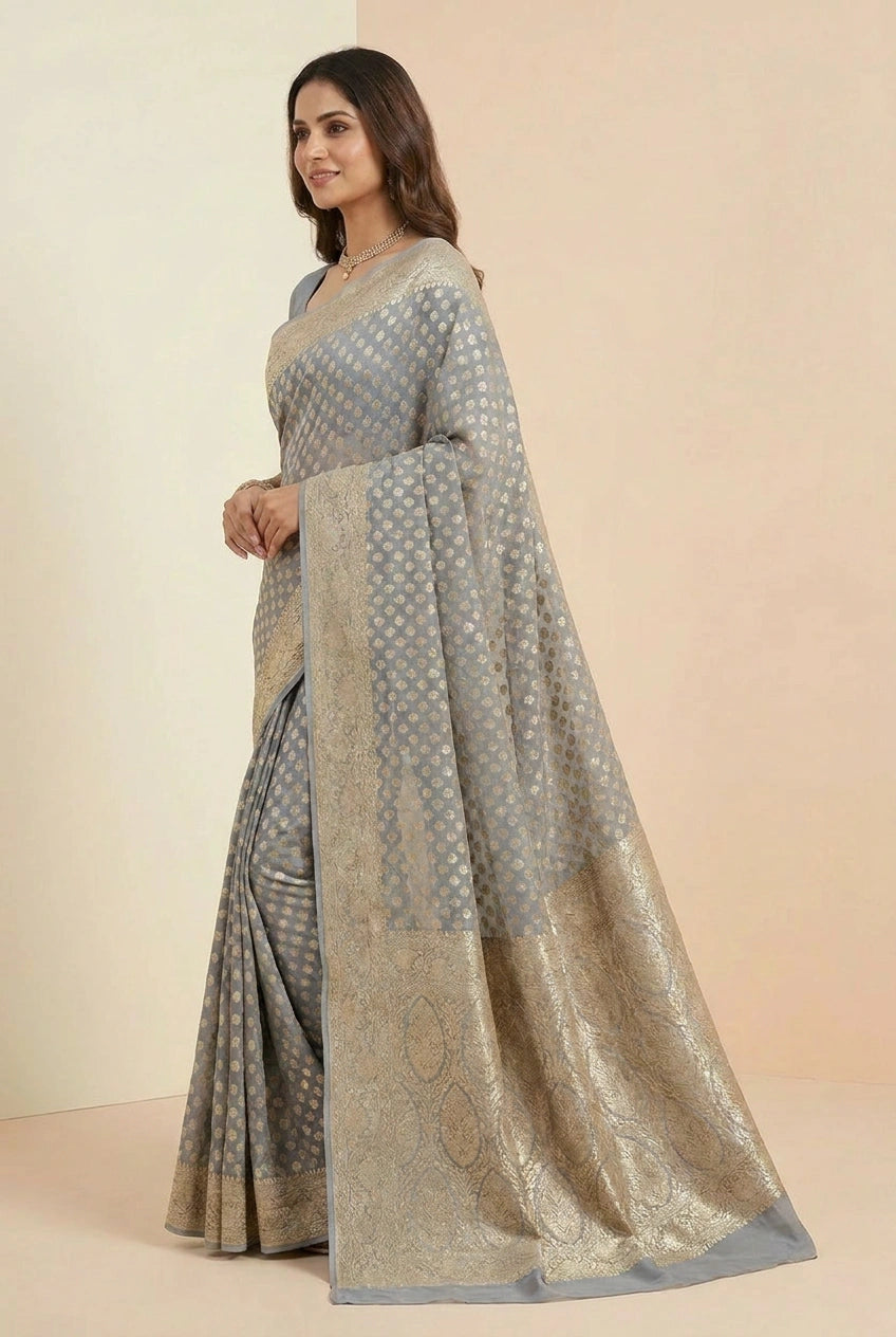 Khaddi Georgette Banarasi Saree with Khaddi Buti for Family Function