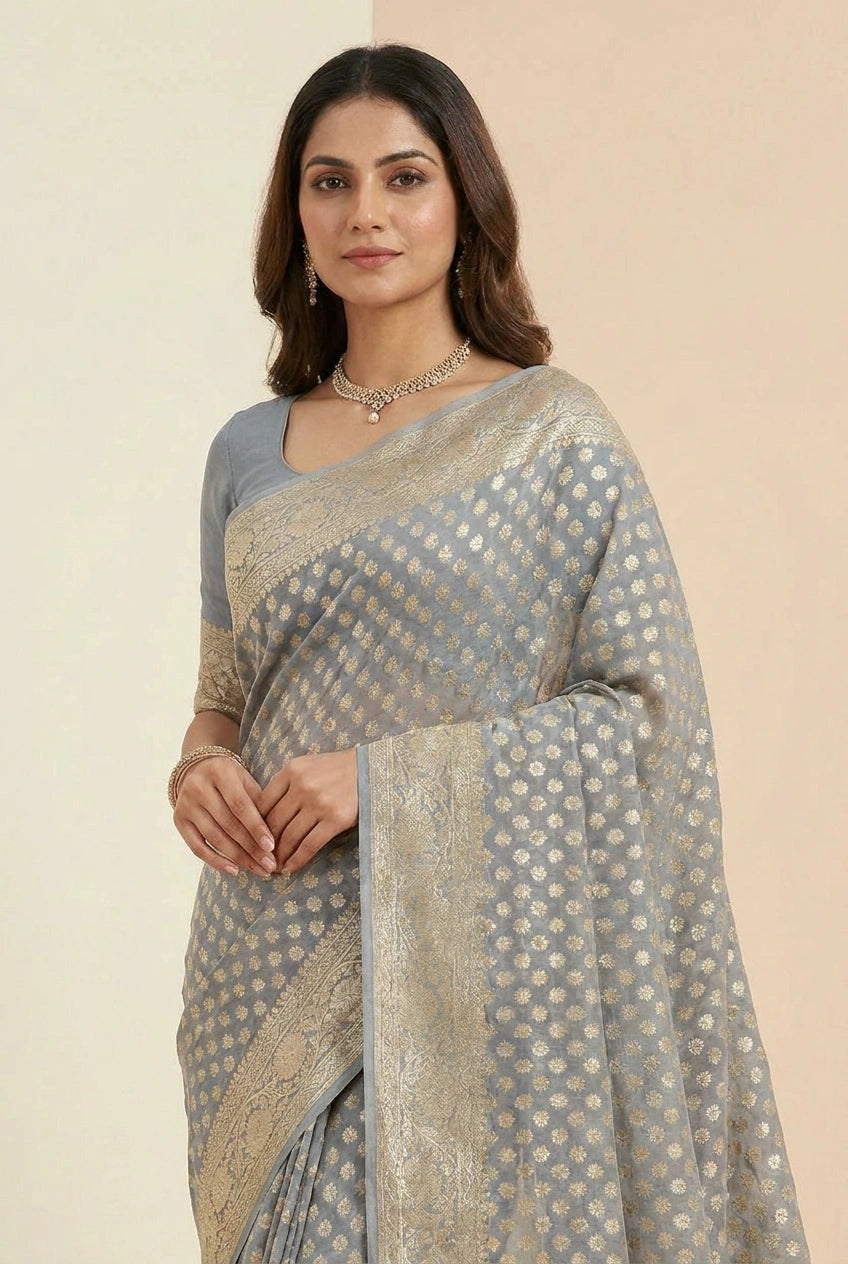 Khaddi Georgette Banarasi Saree with Khaddi Buti for Family Function