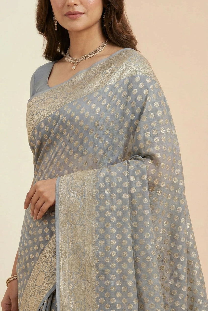 Khaddi Georgette Banarasi Saree with Khaddi Buti for Family Function