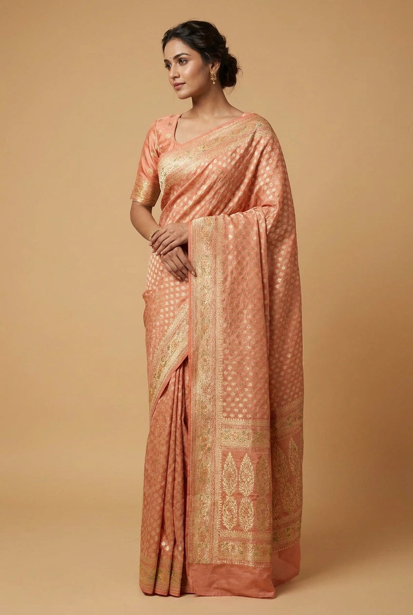 Khaddi Georgette Banarasi Saree with Soft Khaddi for Sangeet Night