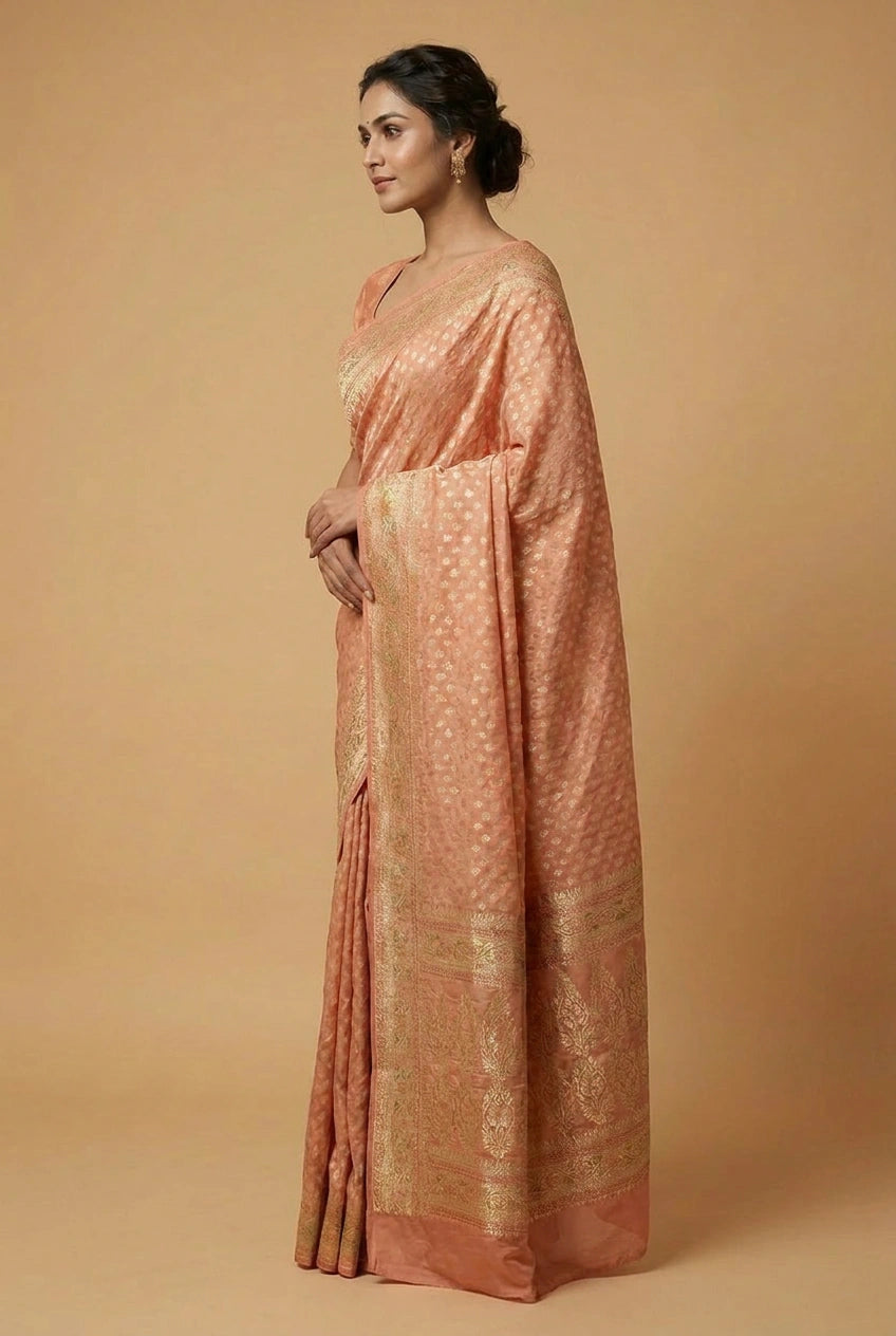 Khaddi Georgette Banarasi Saree with Soft Khaddi for Sangeet Night