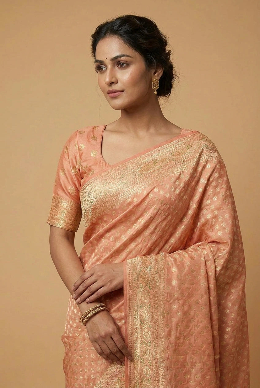 Khaddi Georgette Banarasi Saree with Soft Khaddi for Sangeet Night