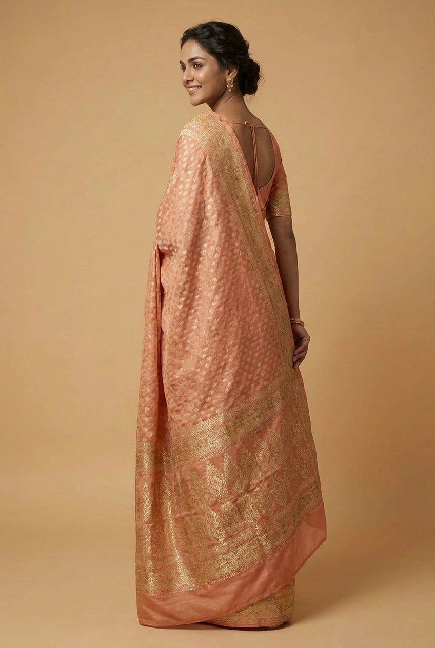 Khaddi Georgette Banarasi Saree with Soft Khaddi for Sangeet Night